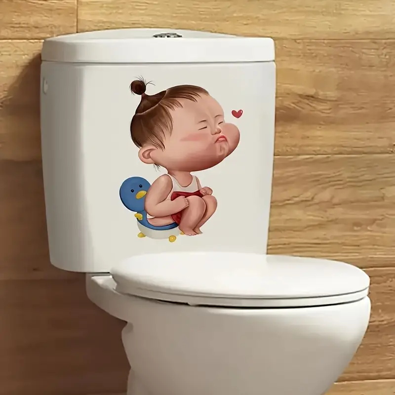 Home Bathroom Wallpaper - Cartoon Funny Child Toilet Stickers, Bright