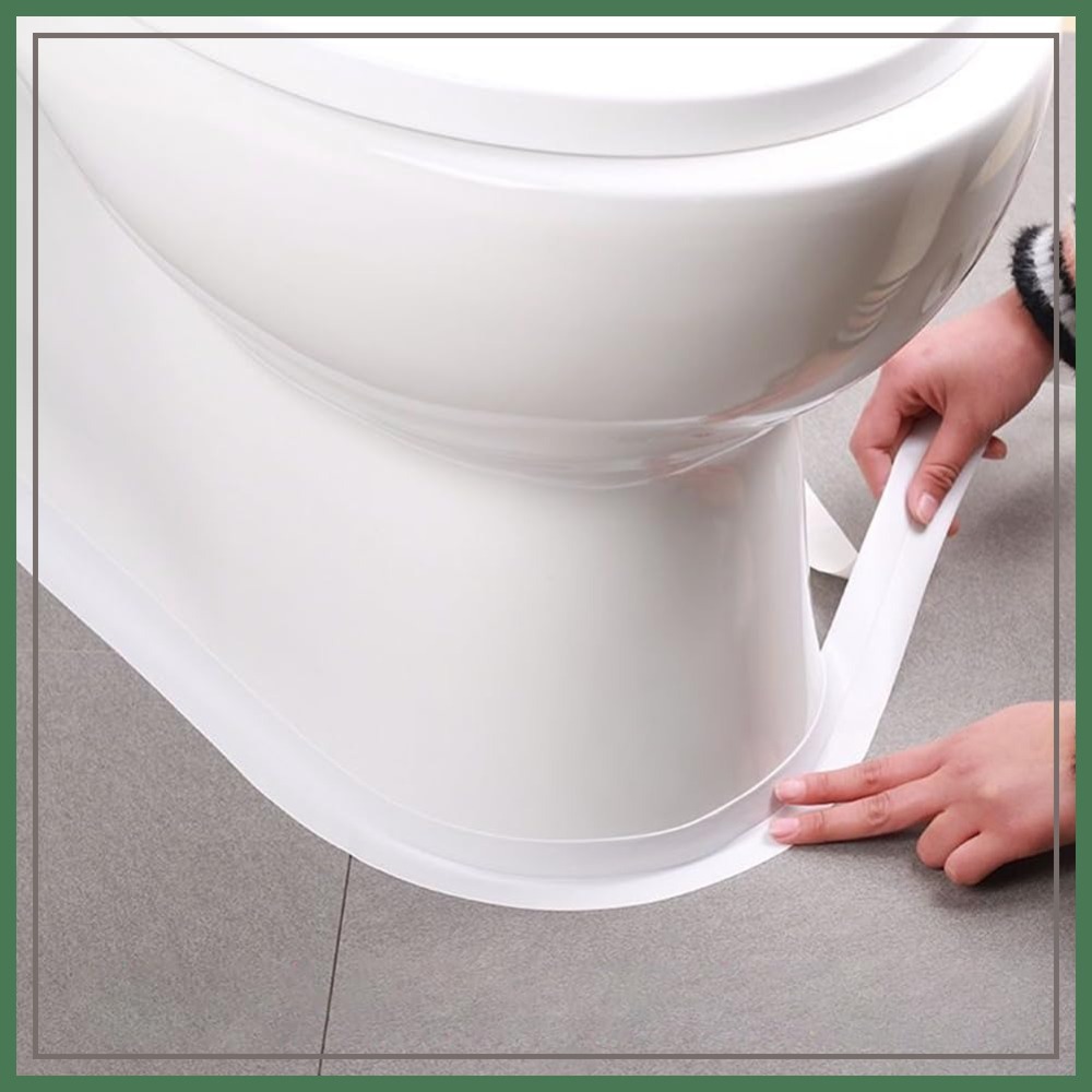 Home Bathroom Floor Tiles - Self-Adhesive White Caulk Tape, Waterproof Peel