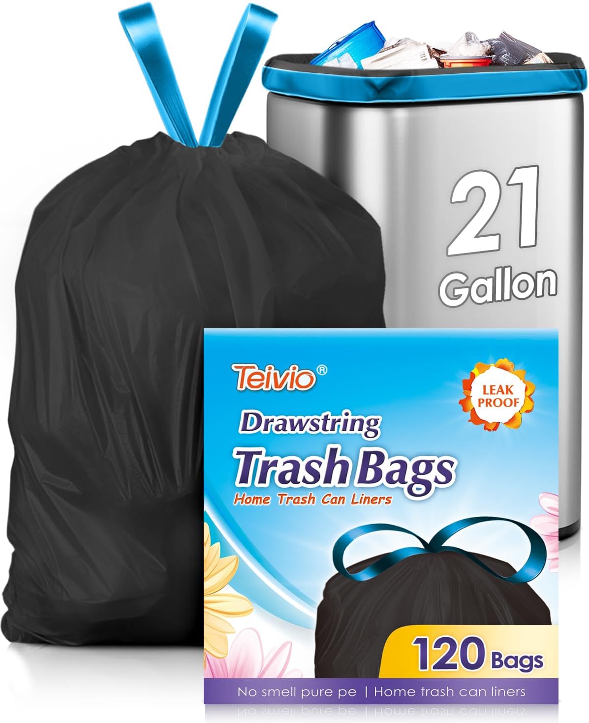 Home Bathroom Products - 21 Gallon 120 Counts Strong Drawstring