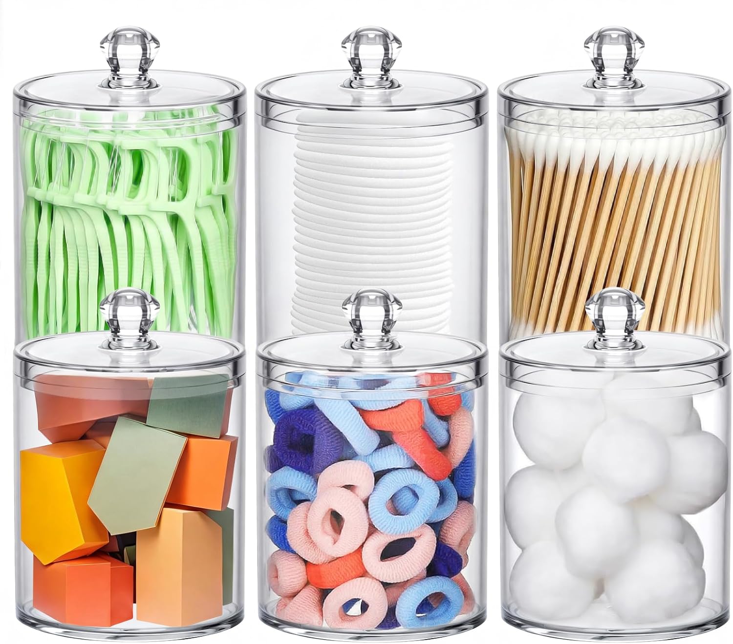 Home Bathroom Products - Acrylic Qtip Holder 6 Pack with