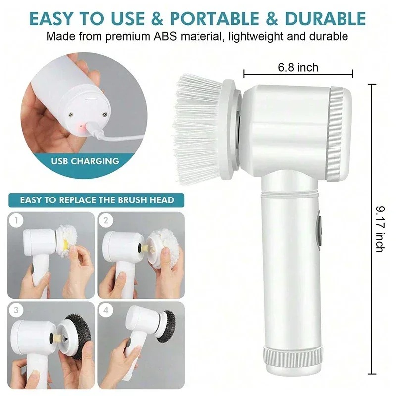Home Bathroom Products - Electric Power Spin Scrubber 5 in