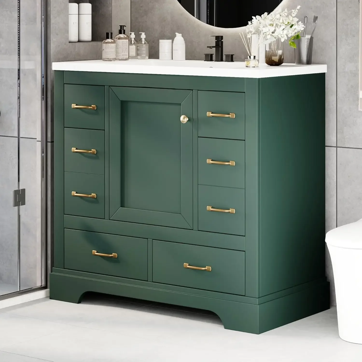 Home Bathroom Sink - 36in Bathroom Vanity Cabinet with Sink,6