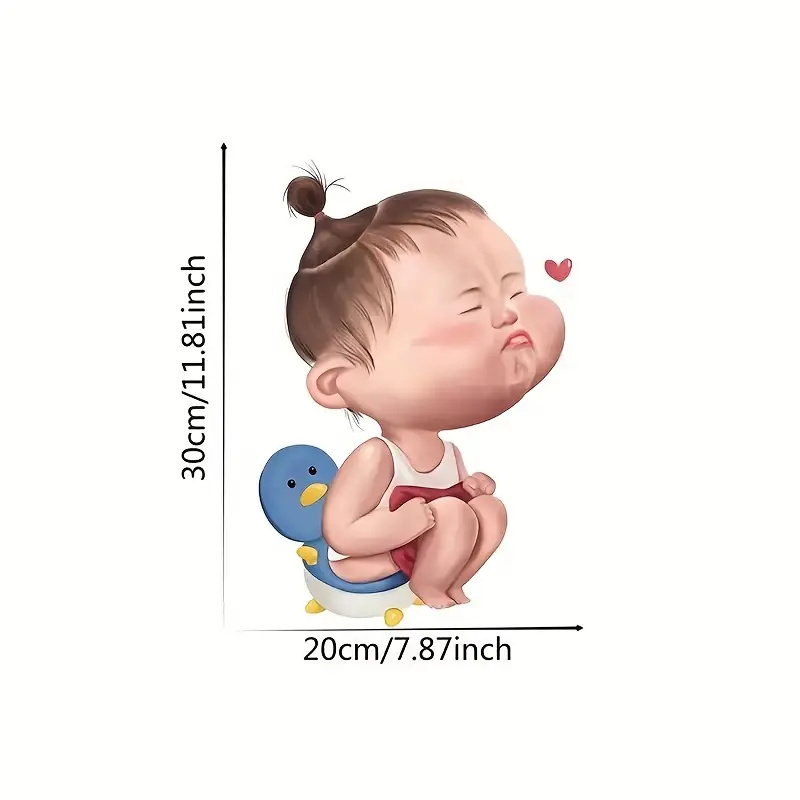 Cartoon Funny Child Toilet Sti - Home Bathroom Wallpaper review and price