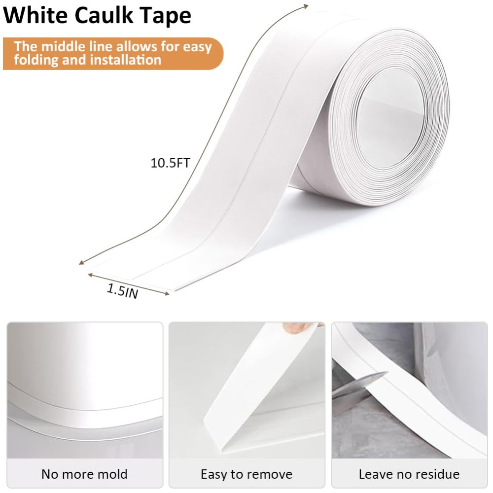 Self-Adhesive White Caulk Tape - Home Bathroom Floor Tiles review and price