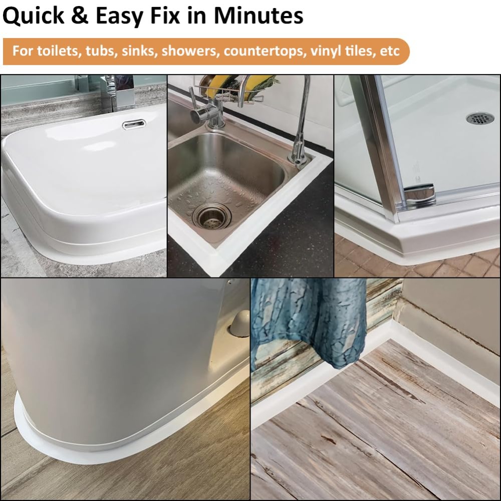 Self-Adhesive White Caulk Tape - Home Bathroom Floor Tiles review and price