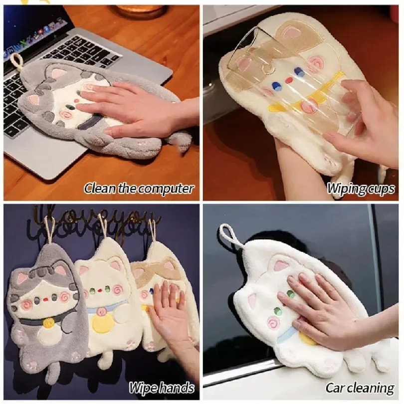 Cute Cat Hand Towel Quick Dryi - Home Bathroom Cleaning review and price