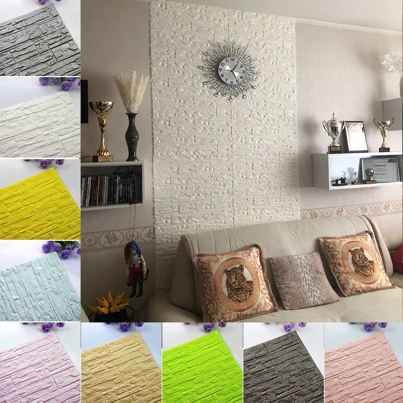 6pcs Foam 3D Wall Panels Stick - Home Bathroom Wallpaper review and price