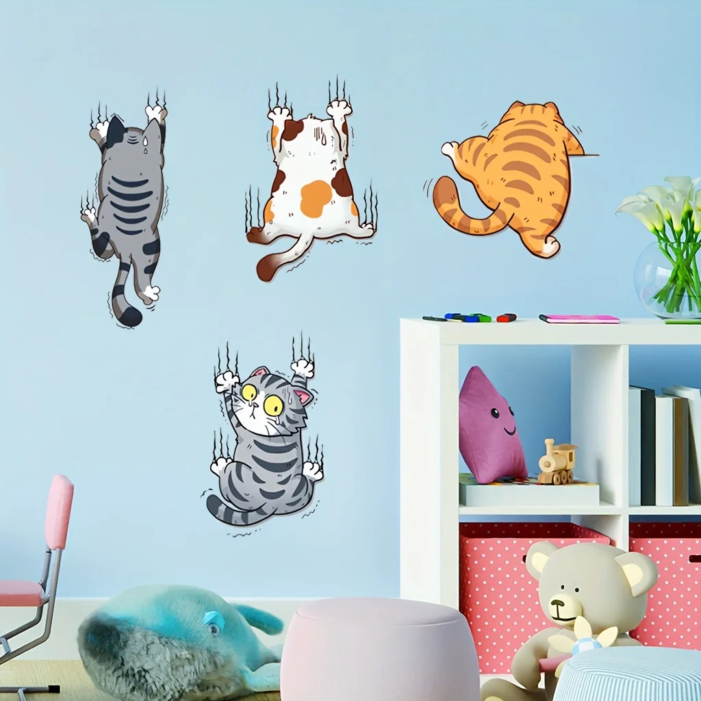 Cartoon Climbing Cat Lucky Cat - Home Bathroom Wallpaper review and price