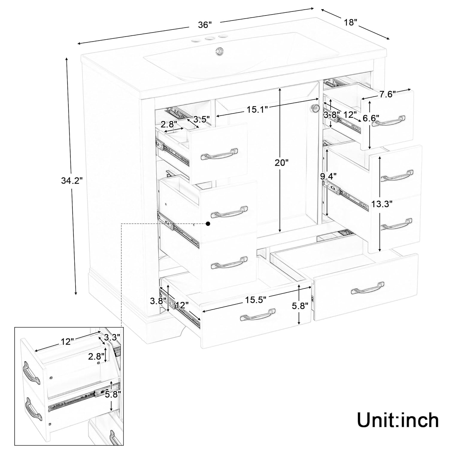 36in Bathroom Vanity Cabinet w - Home Bathroom Sink review and price