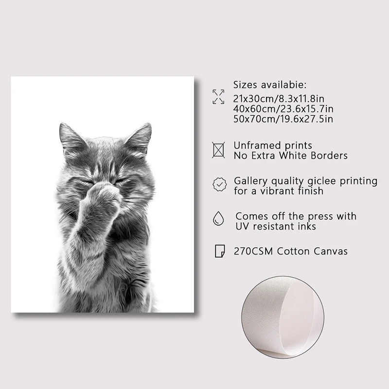 Funny Canvas Poster Cat Giraff - Home Bathroom Wallpaper review and price