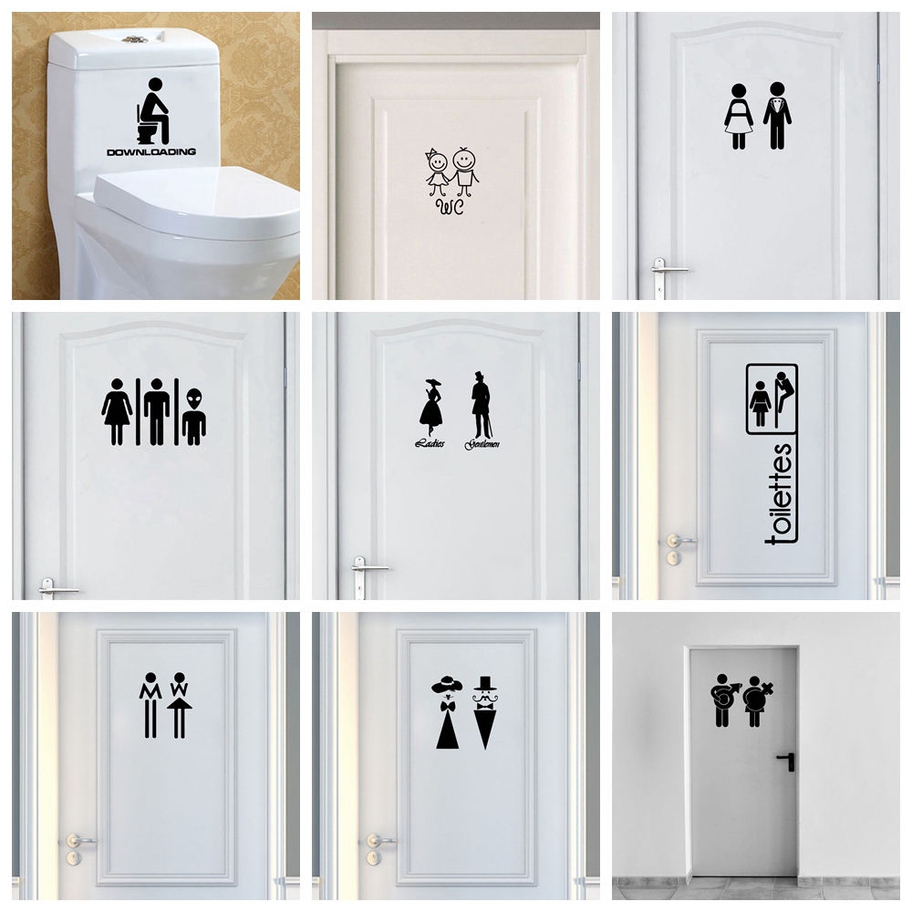 1 pc Cartoon Style Toilet and  - Home Bathroom Wallpaper review and price