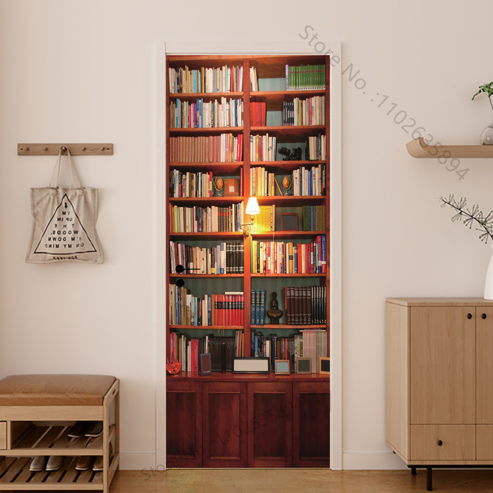 Girl Shadow Wooden Doors Vinyl - Home Bathroom Wallpaper review and price