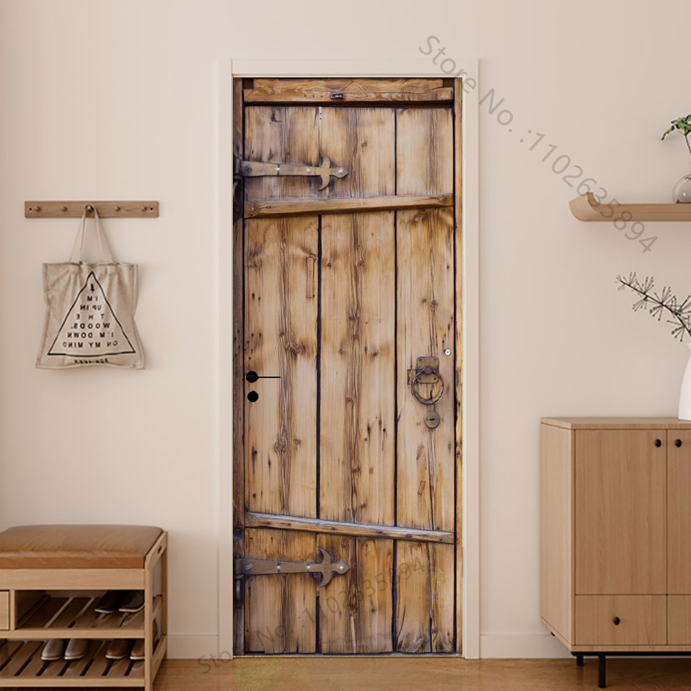 Girl Shadow Wooden Doors Vinyl - Home Bathroom Wallpaper review and price