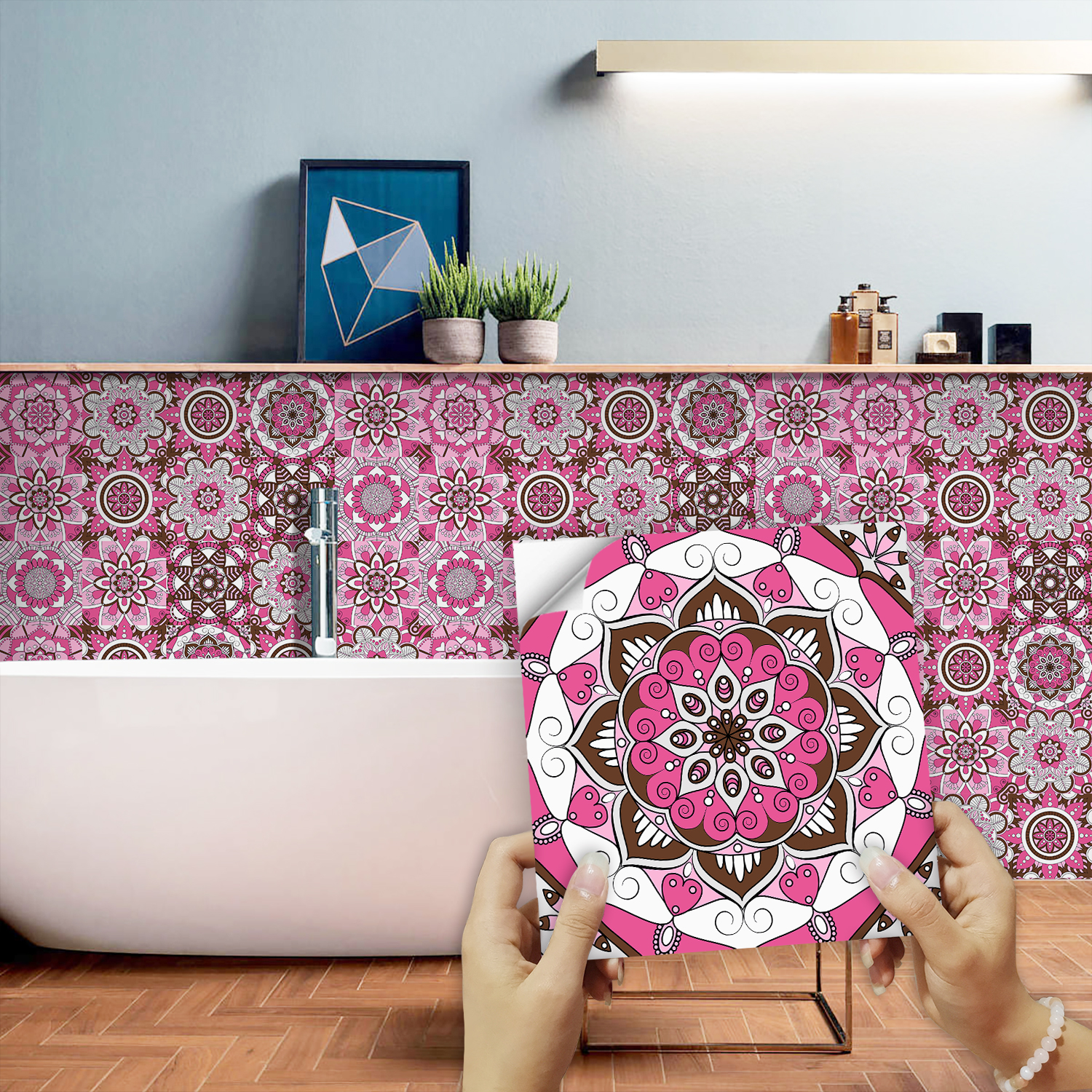 Pink Mandala Vintage Decor Til - Home Bathroom Floor Tiles review and price