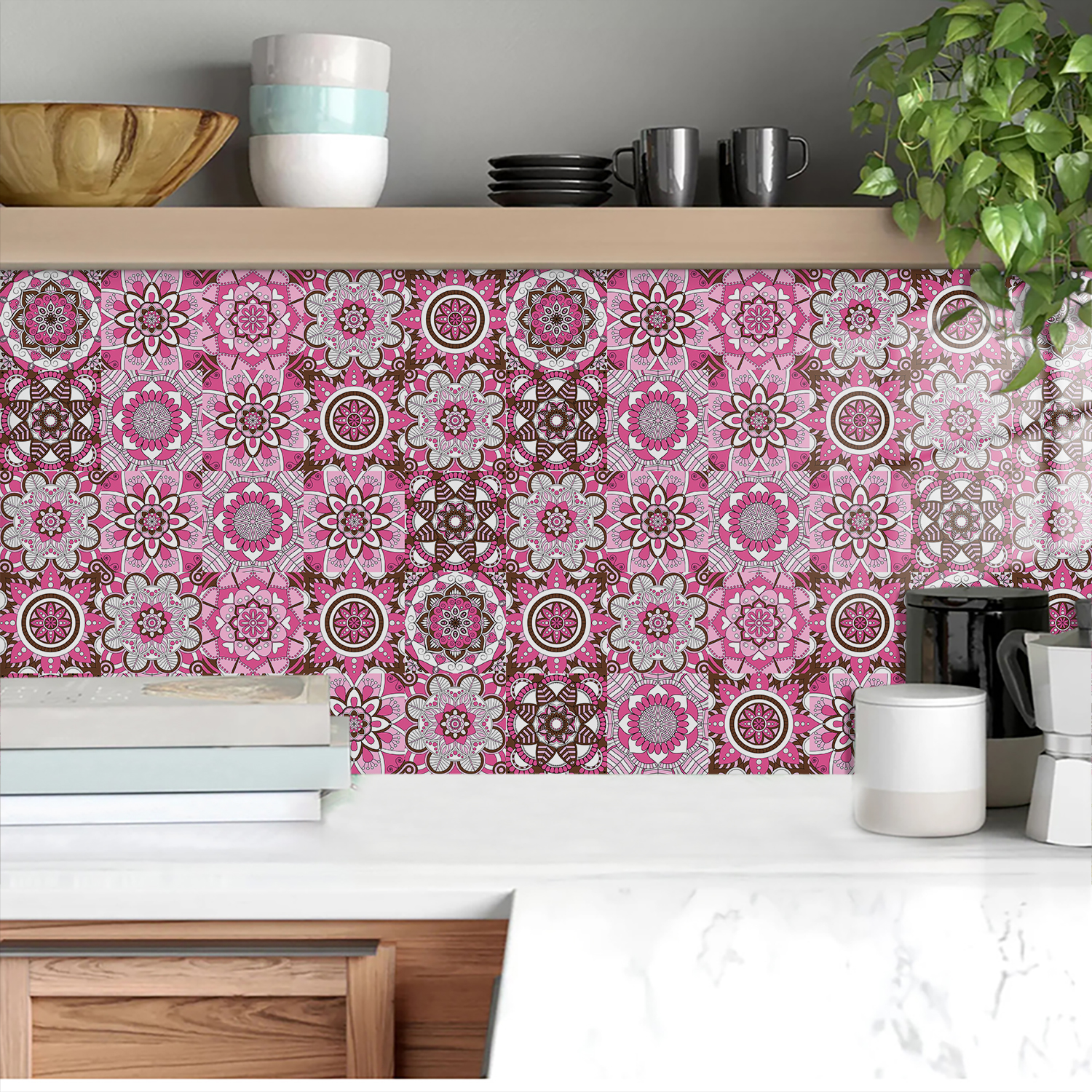 Pink Mandala Vintage Decor Til - Home Bathroom Floor Tiles review and price