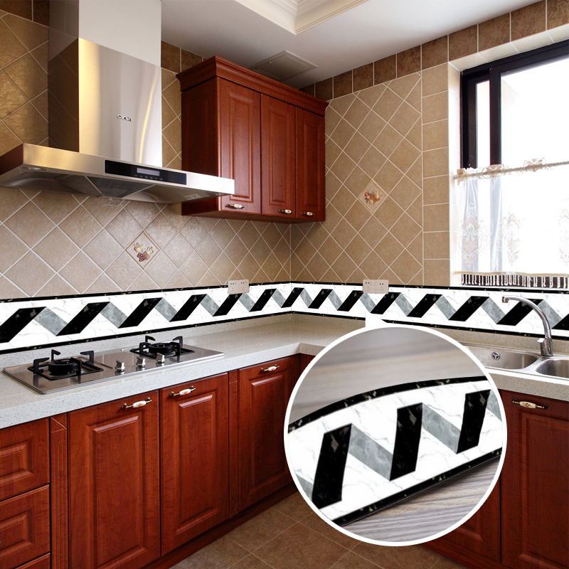 Black White Stripe Baseboard W - Home Bathroom Wallpaper review and price
