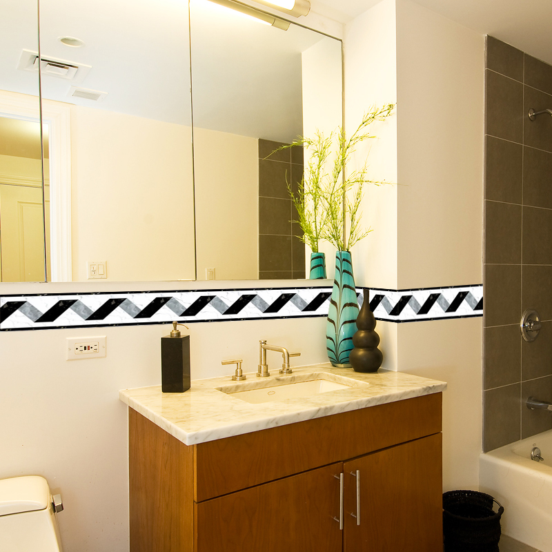 Black White Stripe Baseboard W - Home Bathroom Wallpaper review and price
