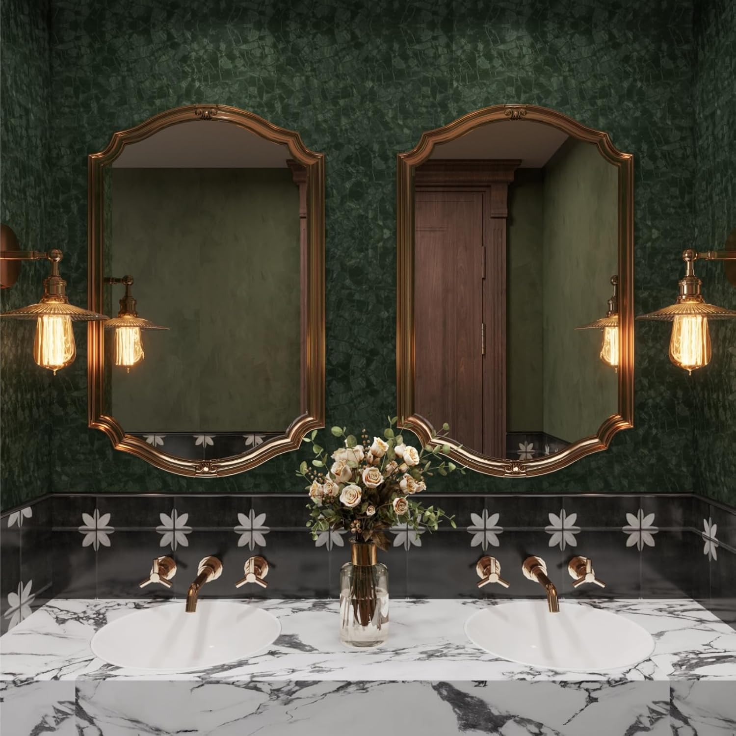 Dark Green Peel and Stick Wall - Home Bathroom Wallpaper review and price