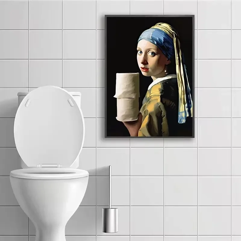 Funny Mona Lisa Wearing Pearls - Home Bathroom Wallpaper review and price